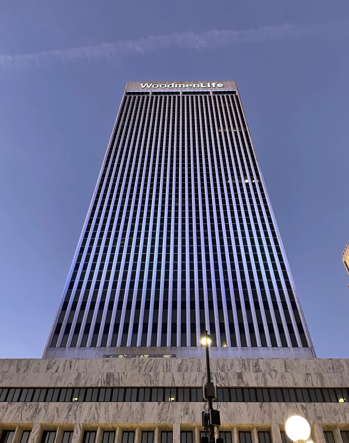 The art-deco Woodmen Tower skyscraper in downtown Omaha, Nebraska
